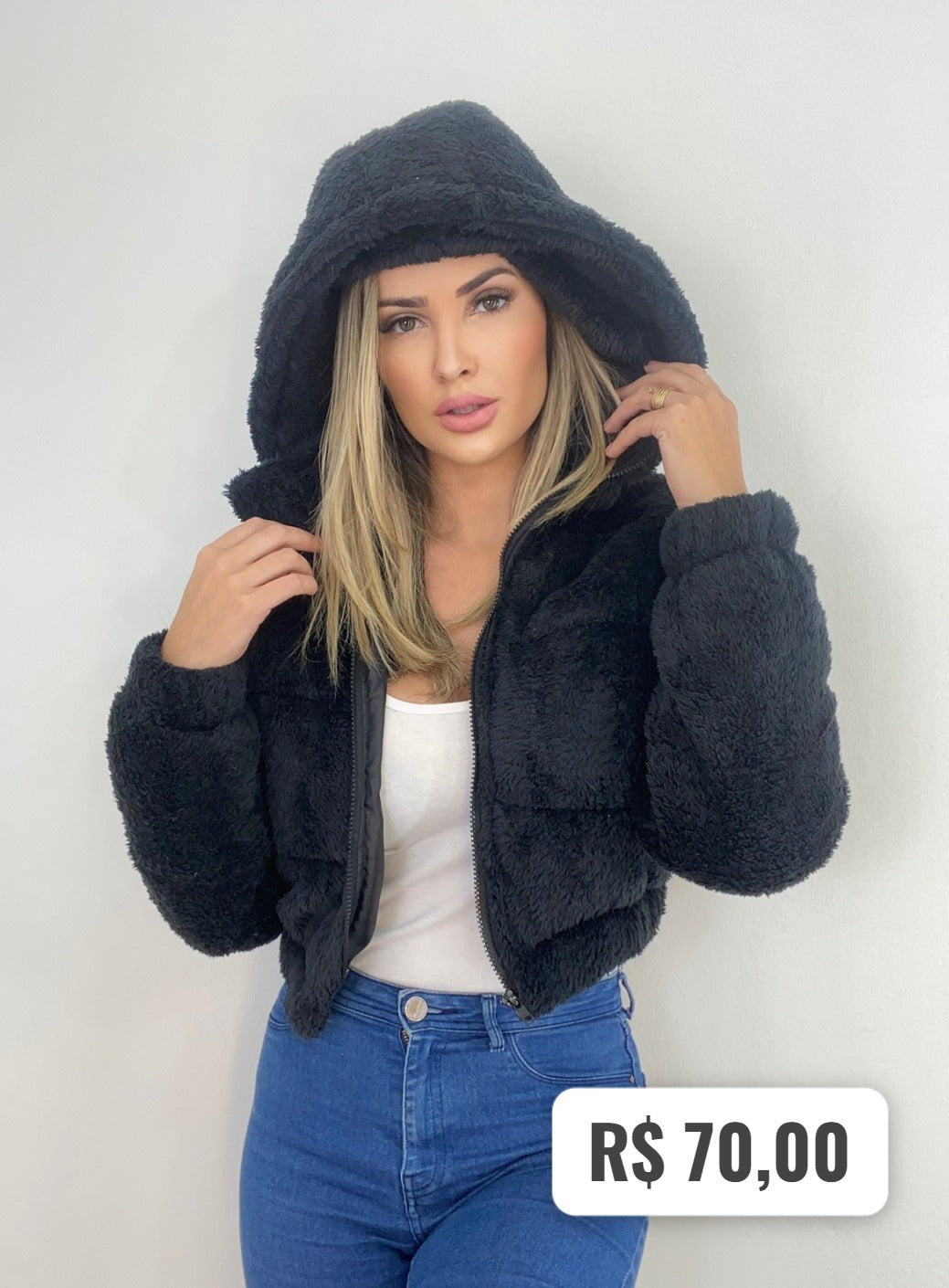 Jaqueta Feminina Puffer Neon de Frio Manga Longa
